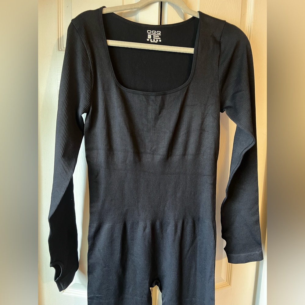 Long Sleeve Bodysuit Flare Bottom Jumpsuit